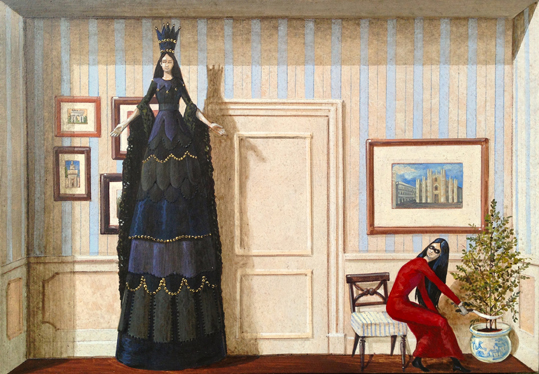 Vanni Cuoghi, Monolocale 15 (La Sposa Nera), 2015, acrilico e olio su tela, 21x30 cm